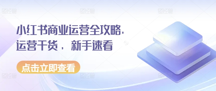 小红书商业运营全攻略，运营干货 ，新手速看-南友云赚
