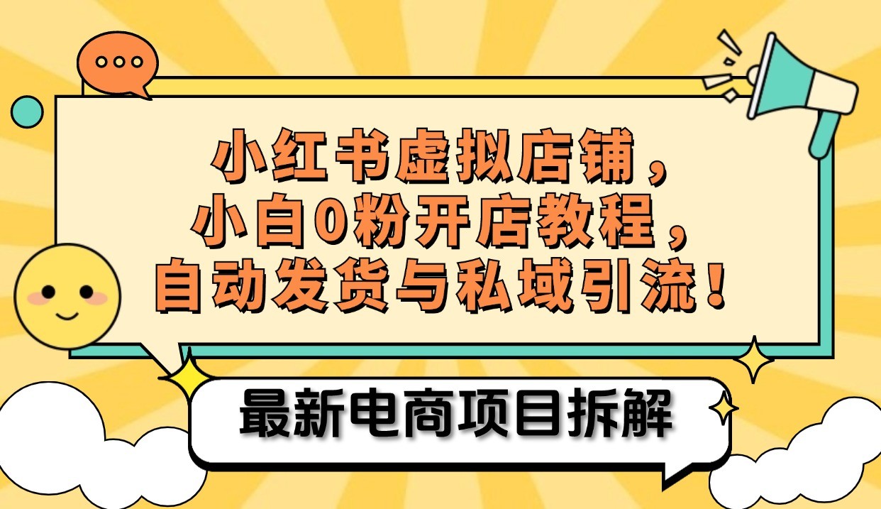 小红书电商，小白虚拟类目店铺教程，被动收益+私域引流-南友云赚