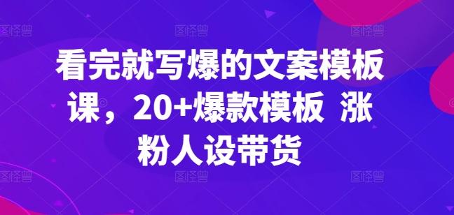 看完就写爆的文案模板课，20+爆款模板  涨粉人设带货-南友云赚