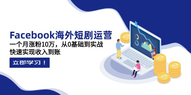 Facebook海外短剧运营：一个月涨粉10万，从0基础到实战，快速实现收入到账-南友云赚