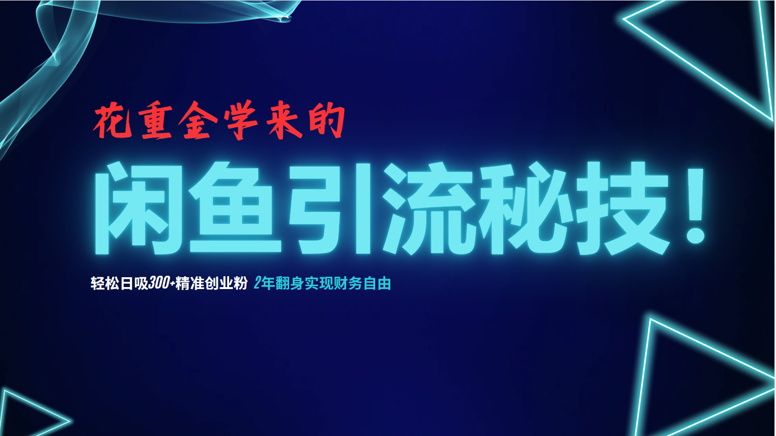 花重金学来的闲鱼引流秘技！轻松日吸300+精准创业粉，每天躺赚5000+，2…-南友云赚