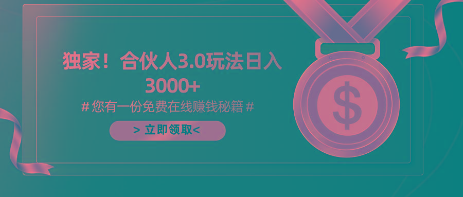 游戏合伙人3.0，日入3000+，无限扩大的蓝海项目-南友云赚