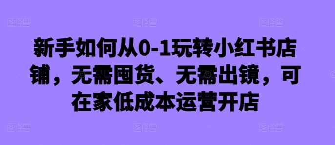 新手如何从0-1玩转小红书店铺，无需囤货、无需出镜，可在家低成本运营开店-南友云赚