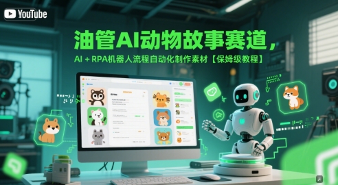 油管AI动物故事赛道，AI+RPA机器人流程自动化制作素材【保姆级教程】-南友云赚