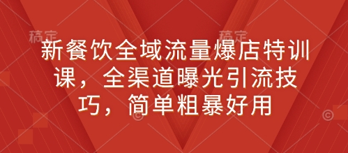 新餐饮全域流量爆店特训课，全渠道曝光引流技巧，简单粗暴好用-南友云赚