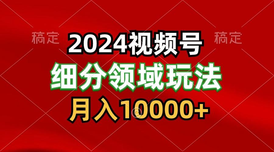 2024视频号分成计划细分领域玩法，每天5分钟，月入1W+-南友云赚