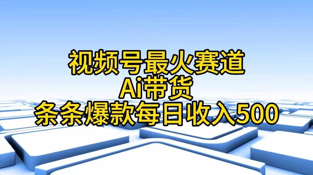 视频号最火赛道——Ai带货条条爆款每日收入500-南友云赚