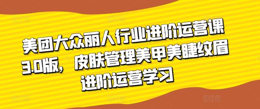 美团大众丽人行业进阶运营课3.0版，皮肤管理美甲美睫纹眉进阶运营学习-南友云赚