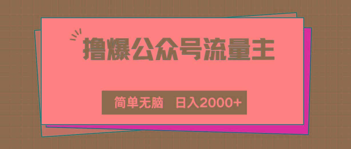 撸爆公众号流量主，简单无脑，单日变现2000+-南友云赚