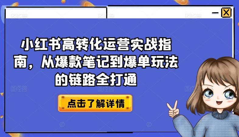 小红书高转化运营实战指南，从爆款笔记到爆单玩法的链路全打通-南友云赚
