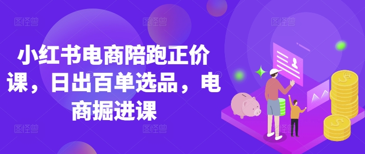 小红书电商陪跑正价课，小红书官方认证电商讲师教学，日出百单选品，电商掘进课-南友云赚