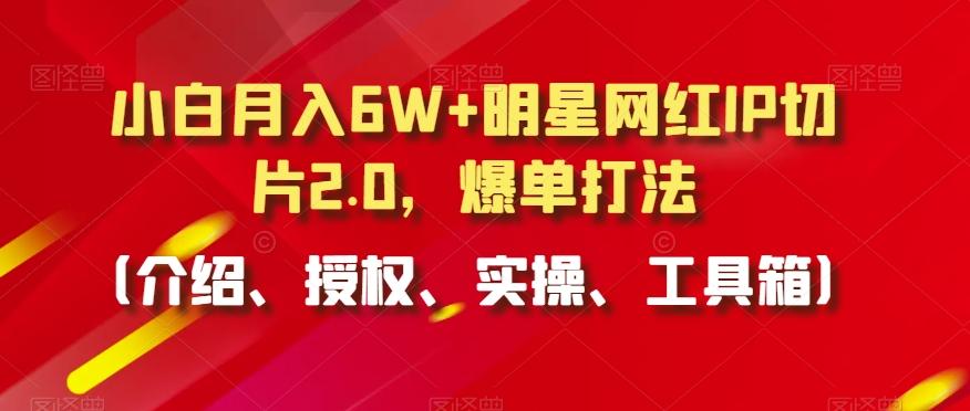 小白月入6W+明星网红IP切片2.0，爆单打法(介绍、授权、实操、工具箱)【揭秘】-南友云赚