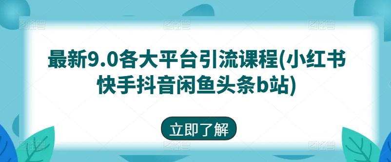 最新9.0各大平台引流课程(小红书快手抖音闲鱼头条b站)-南友云赚