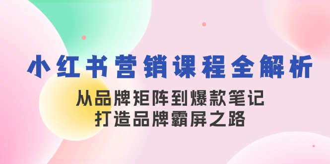 小红书营销课程全解析，从品牌矩阵到爆款笔记，打造品牌霸屏之路-南友云赚