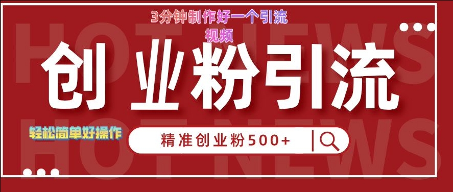 快手被动引流创业粉500+的玩法，3分钟制作好一个引流视频，轻松简单好操作【揭秘】-南友云赚