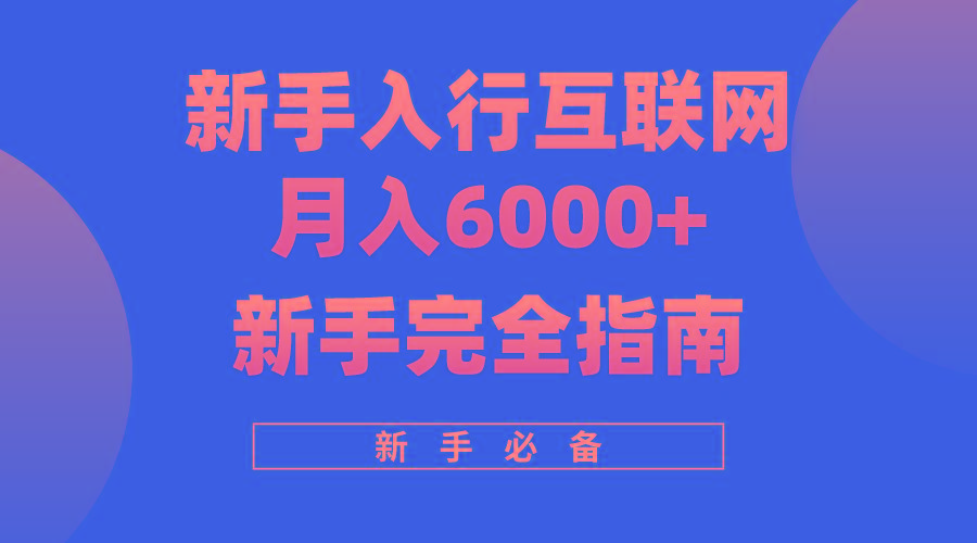 (10058期)互联网新手月入6000+完全指南 十年创业老兵用心之作，帮助小白快速入门-南友云赚