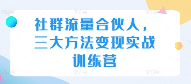 社群流量合伙人，三大方法变现实战训练营-南友云赚