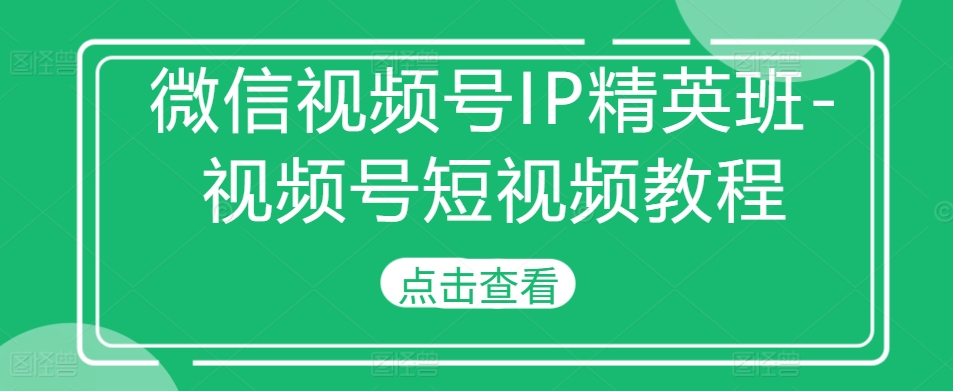 微信视频号IP精英班-视频号短视频教程-南友云赚