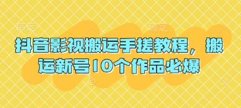 抖音影视搬运手搓教程，搬运新号10个作品必爆-南友云赚