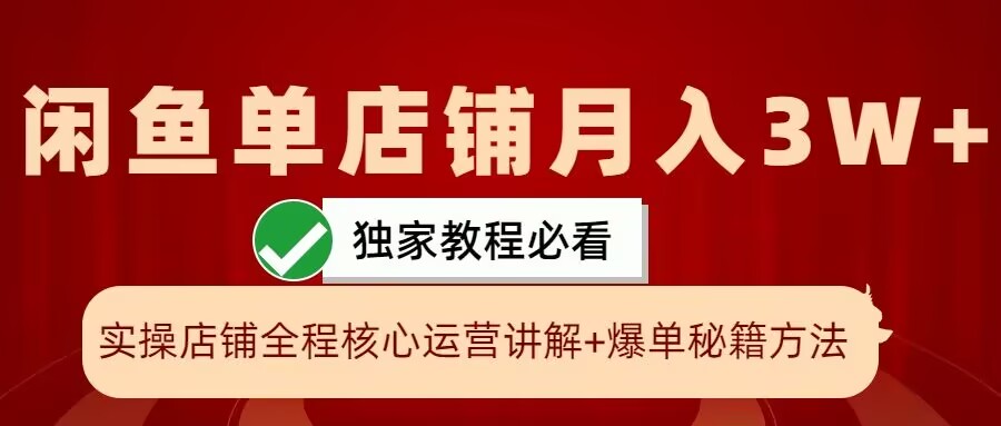 闲鱼单店铺月入3W+实操展示，爆单核心秘籍，一学就会【揭秘】-南友云赚