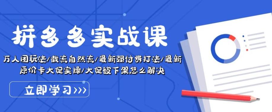 拼多多实战课：万人团玩法/截流自然流/最新强付费打法/最新原价卡大促..-南友云赚