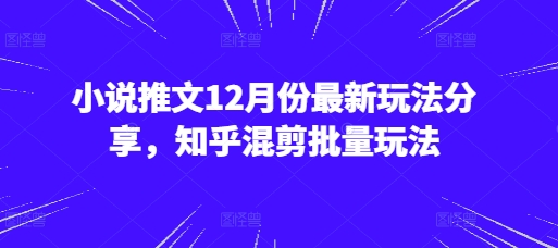 小说推文12月份最新玩法分享，知乎混剪批量玩法-南友云赚