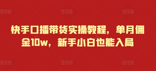 快手口播带货实操教程，单月佣金10w，新手小白也能入局-南友云赚