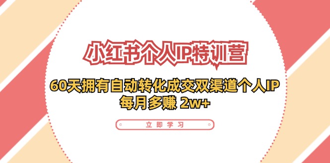 小红书·个人IP特训营：60天拥有 自动转化成交双渠道个人IP，每月多赚 2w+-南友云赚