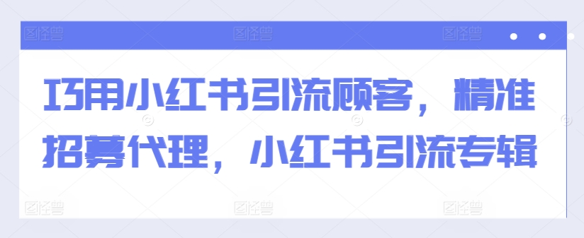 巧用小红书引流顾客，精准招募代理，小红书引流专辑-南友云赚
