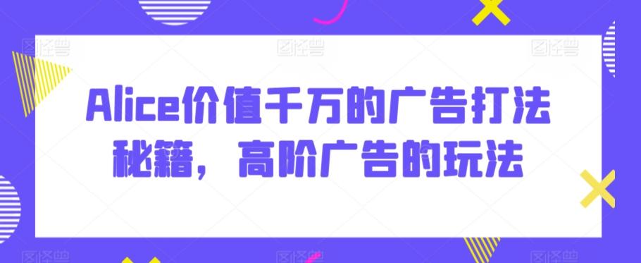 Alice价值千万的广告打法秘籍，高阶广告的玩法-南友云赚