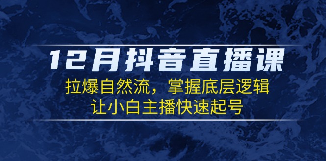 12月抖音直播课：拉爆自然流，掌握底层逻辑，让小白主播快速起号-南友云赚