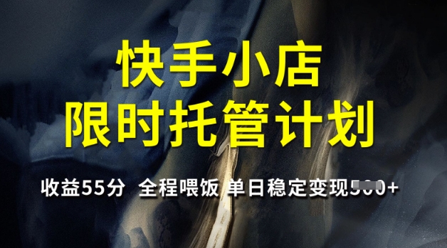 快手小店限时托管计划，收益55分，全程喂饭，单日稳定变现5张【揭秘】-南友云赚