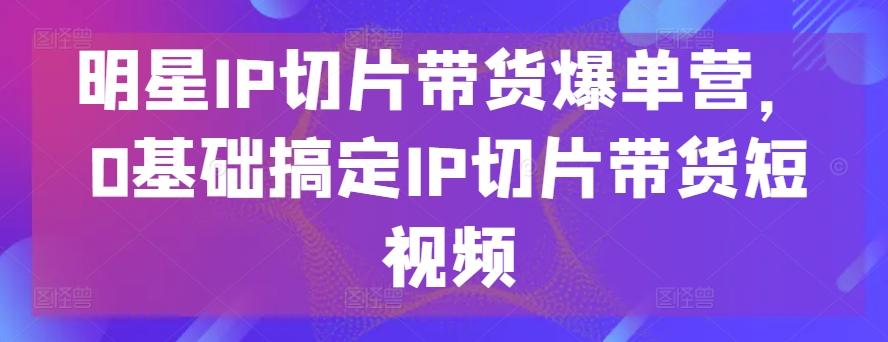 明星IP切片带货爆单营，0基础搞定IP切片带货短视频-南友云赚