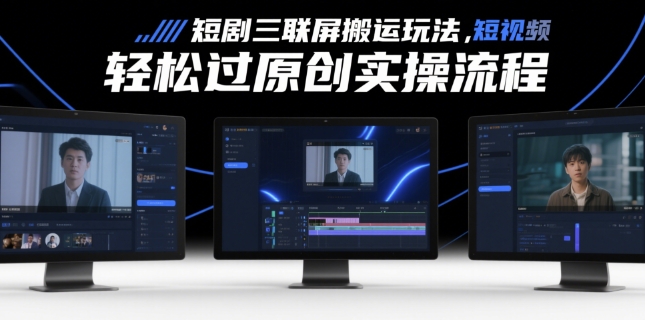 短剧三联屏搬运玩法，短剧搬运轻松过原创实操流程-南友云赚