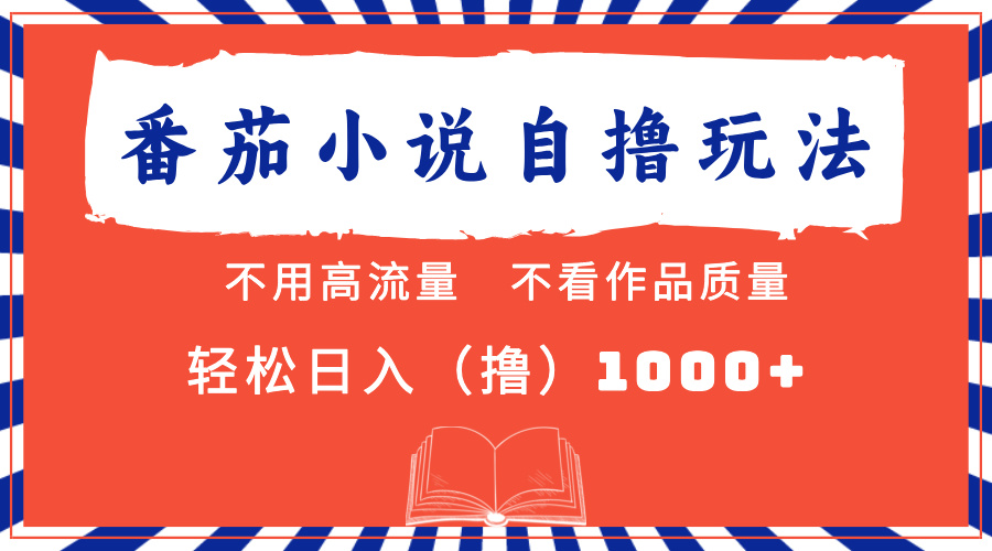番茄小说最新自撸 不看流量 不看质量 轻松日入1000+-南友云赚