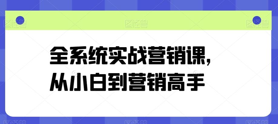 全系统实战营销课，从小白到营销高手-南友云赚