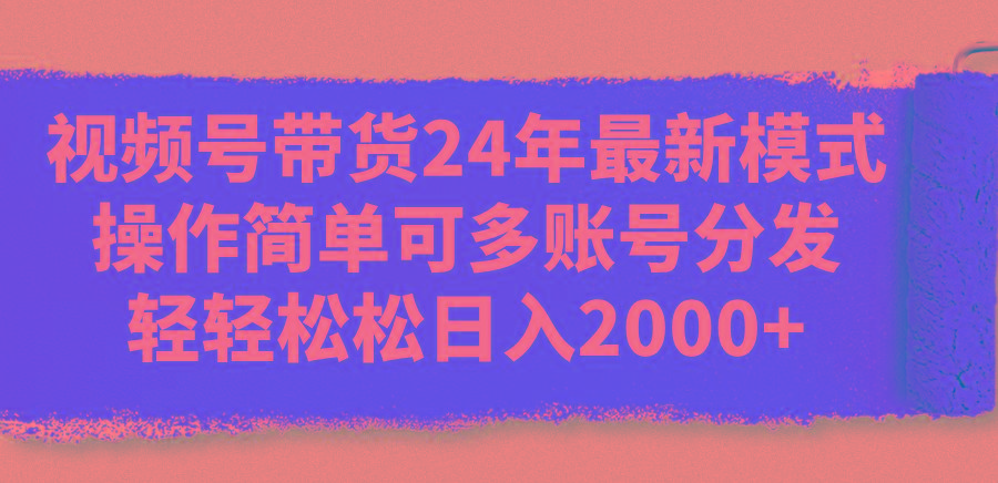 视频号带货24年最新模式，操作简单可多账号分发，轻轻松松日入2000+-南友云赚