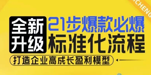 21步爆款必爆标准化流程，全新升级，打造企业高成长盈利模型-南友云赚