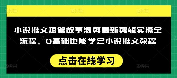 小说推文短篇故事混剪最新剪辑实操全流程，0基础也能学会小说推文教程，肯干多发日入多张-南友云赚