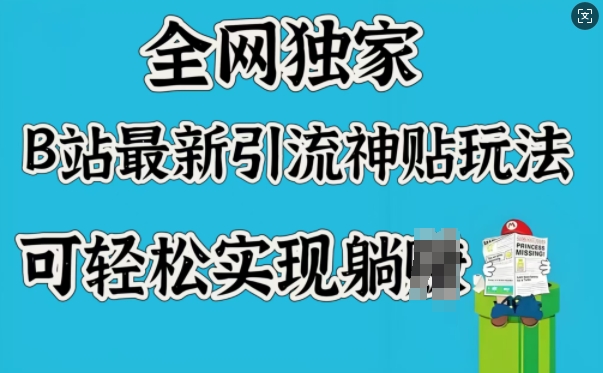 全网独家，B站最新引流神贴玩法，可轻松实现躺Z-南友云赚