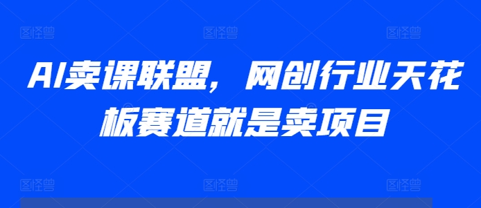 AI卖课联盟，网创行业天花板赛道就是卖项目-南友云赚