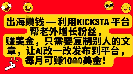 利用kicksta平台帮老外涨粉挣美金，每月收益1000美刀-南友云赚
