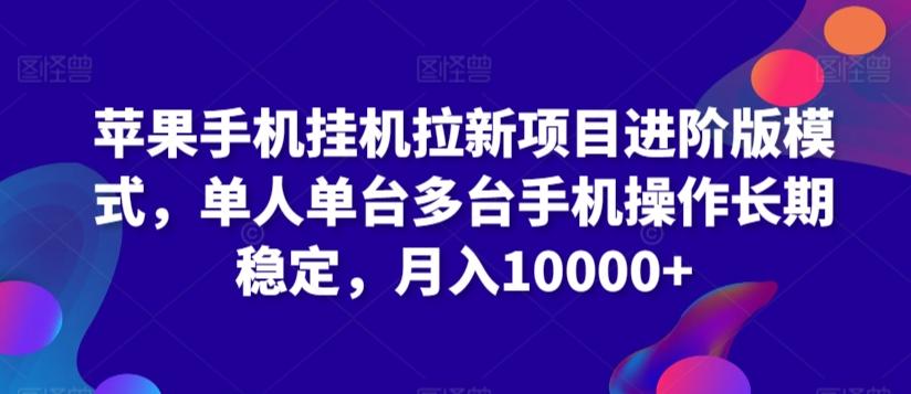 苹果手机挂机拉新项目进阶版模式，单人单台多台手机操作长期稳定，月入10000+【揭秘】-南友云赚