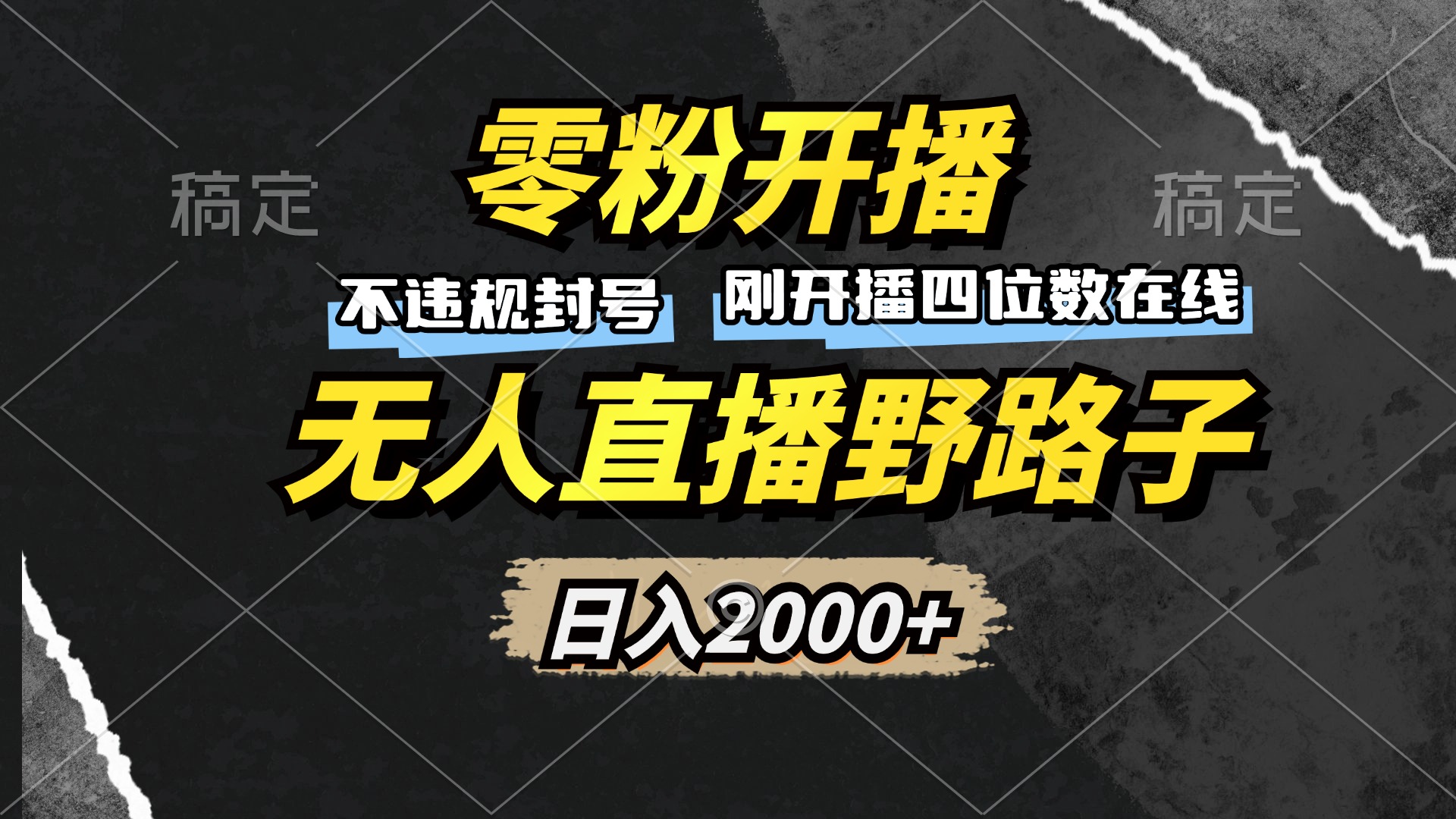 零粉开播，无人直播野路子，日入2000+，不违规封号，躺赚收益！-南友云赚