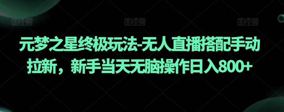 元梦之星终极玩法-无人直播搭配手动拉新，新手当天无脑操作日入800+【揭秘】-南友云赚