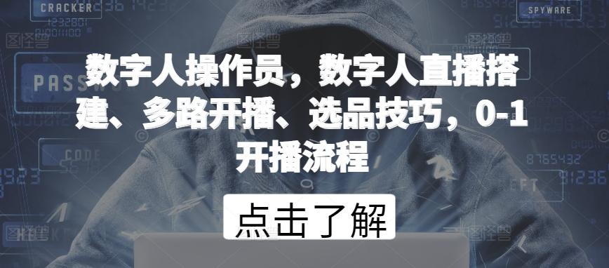 数字人操作员，数字人直播搭建、多路开播、选品技巧，0-1开播流程-南友云赚