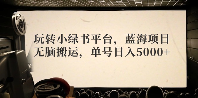玩转小绿书平台，蓝海项目，无脑搬运，单号日入5000+-南友云赚