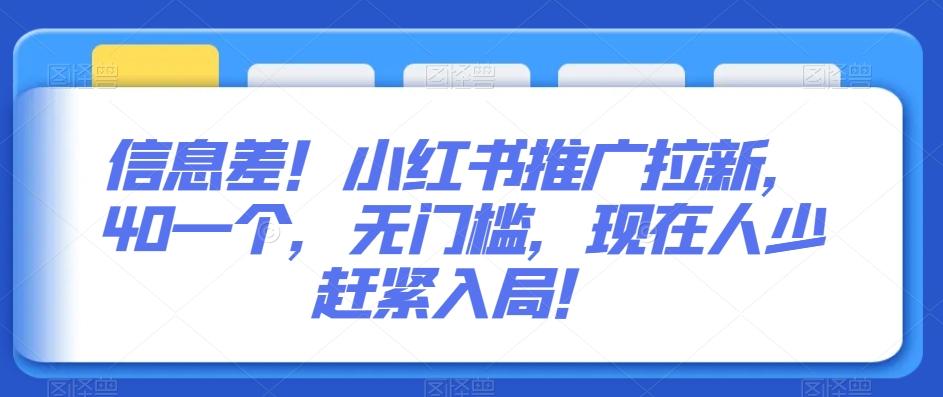 信息差！小红书推广拉新，40一个，无门槛，现在人少赶紧入局！-南友云赚