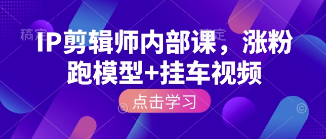 IP剪辑师内部课，涨粉跑模型+挂车视频-南友云赚
