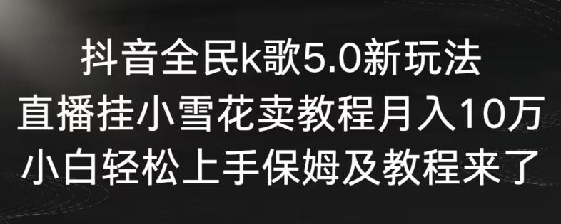 抖音全民k歌5.0新玩法，直播挂小雪花卖教程月入10万，小白轻松上手，保姆及教程来了【揭秘】-南友云赚
